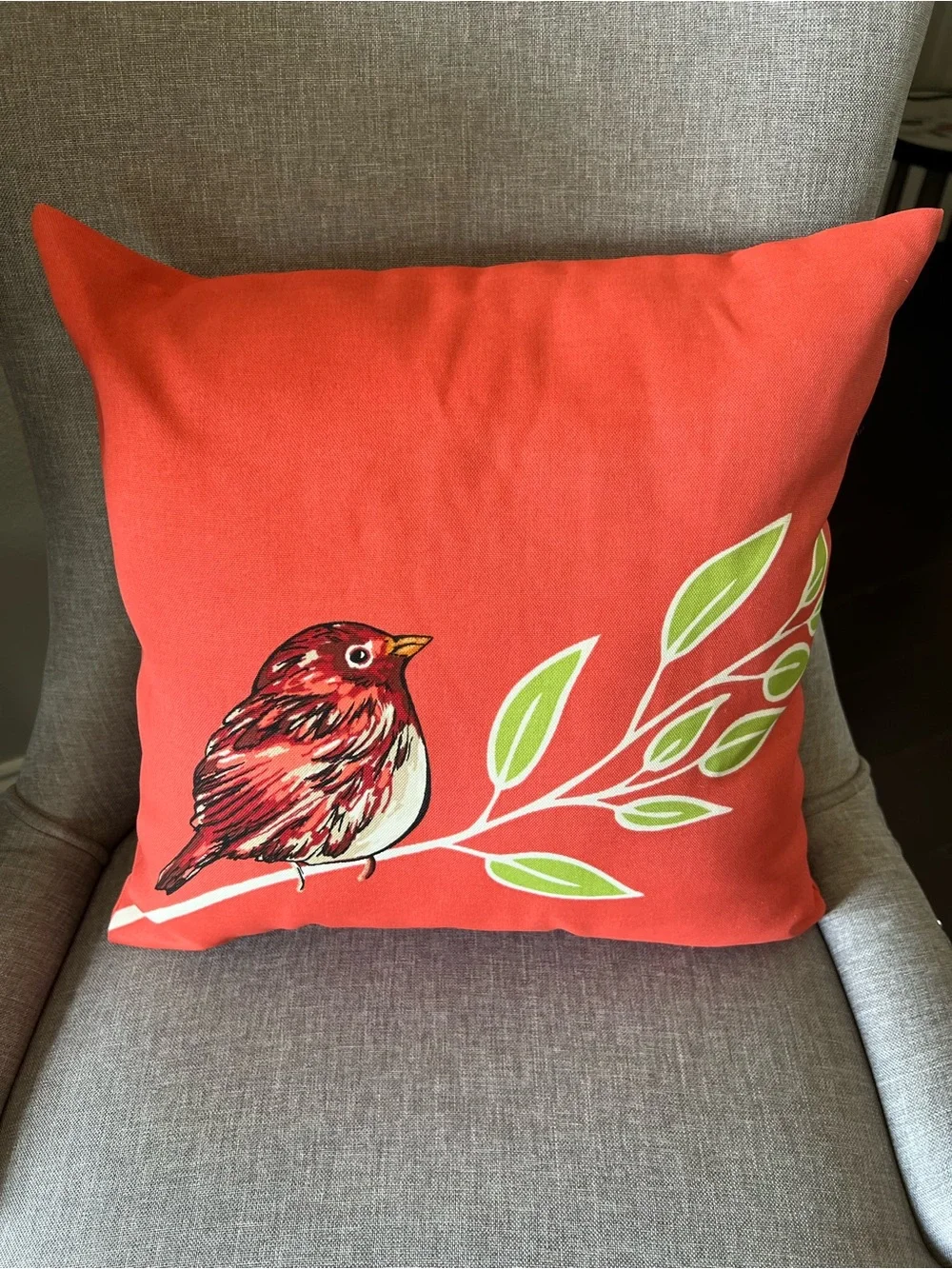 Coral Bird Print Decorative Throw Pillow - Home Holiday